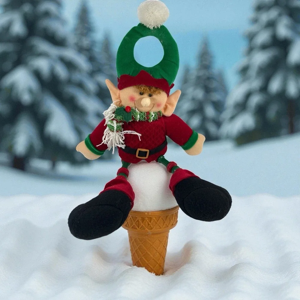 Christmas ELF Plush‎ Toy Door Hanger Red/Green , Felt,  COLLECTIBLE 22
